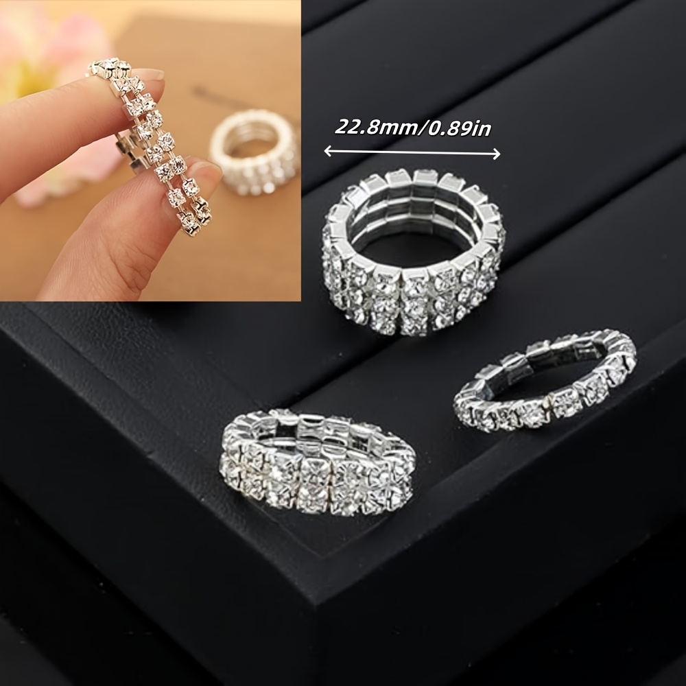 3pcs   elastic ring fashionable stackable ring set cute toe ring body jewelry elastic band ring accessory shiny thumb ring golden silvery