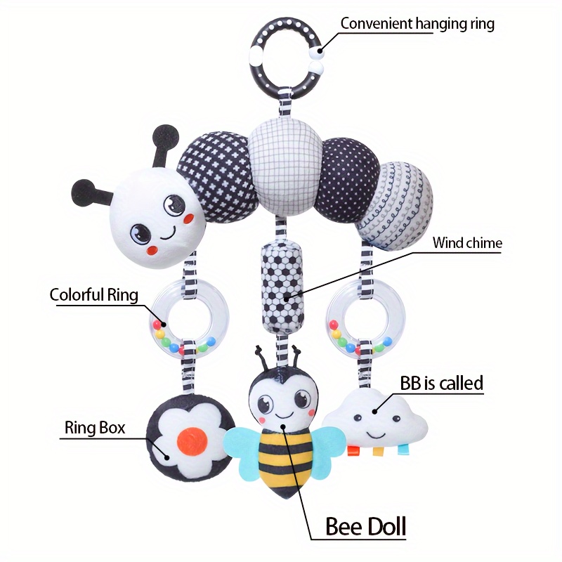 black and white animal wind chime plush toys for baby car seat stroller soft cloth hanging rattle toys chinese     ideal christmas gift for infants 0 3 years old details 5