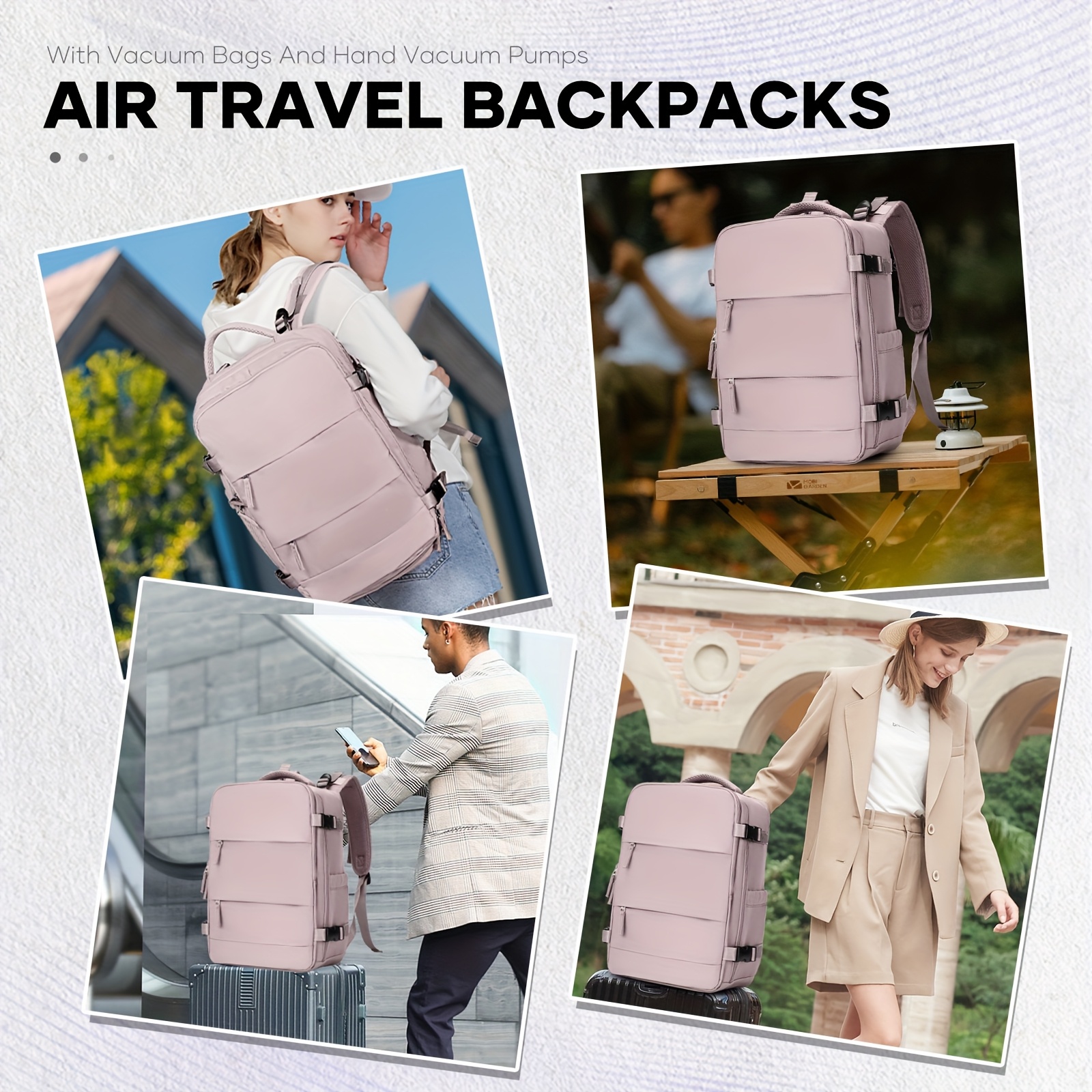 Bolso de Duffel para viaje, bolso de luggage 40*25*20, aprobado para vuelos, multifuncional, bolso de espalda para mujeres, bolso de compresión al vacuum con pulverizador al vacuum, artifato libre, reducción de espacio al 50%, combinación con esentiales para viaje familiar