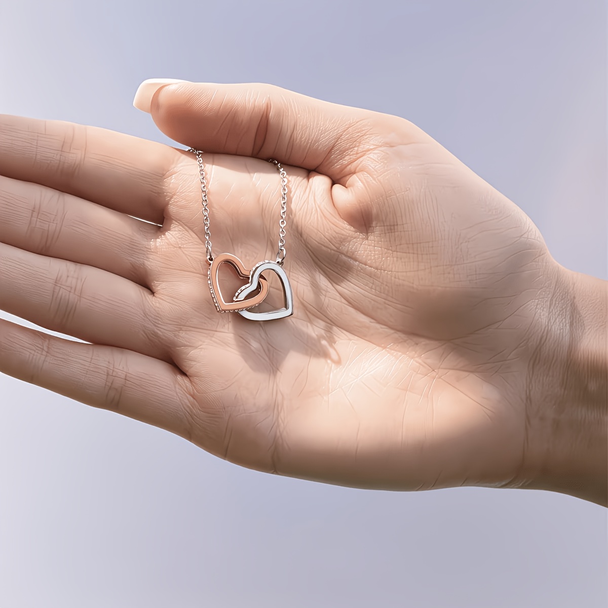 Elegant Bohemian Heart Necklace Gift Box, Interlocking Pendant