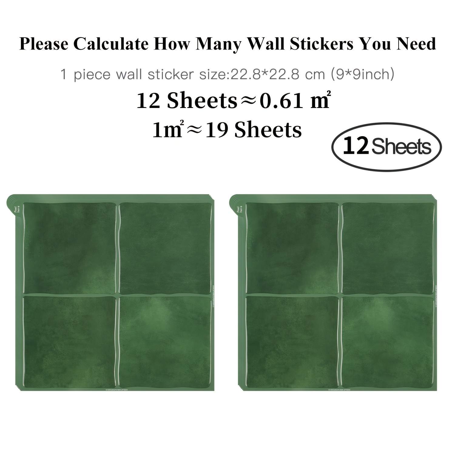 Image of 12pcs 3d Tile Pattern Wall Stickers | Pet Self-adhesive Waterproof Wallpaper For Kitchen & Bathroom Backsplash, Easy To Erase & Heat Resistant, Home Decor For Bedroom, Living Room, Stairs 9x9inch