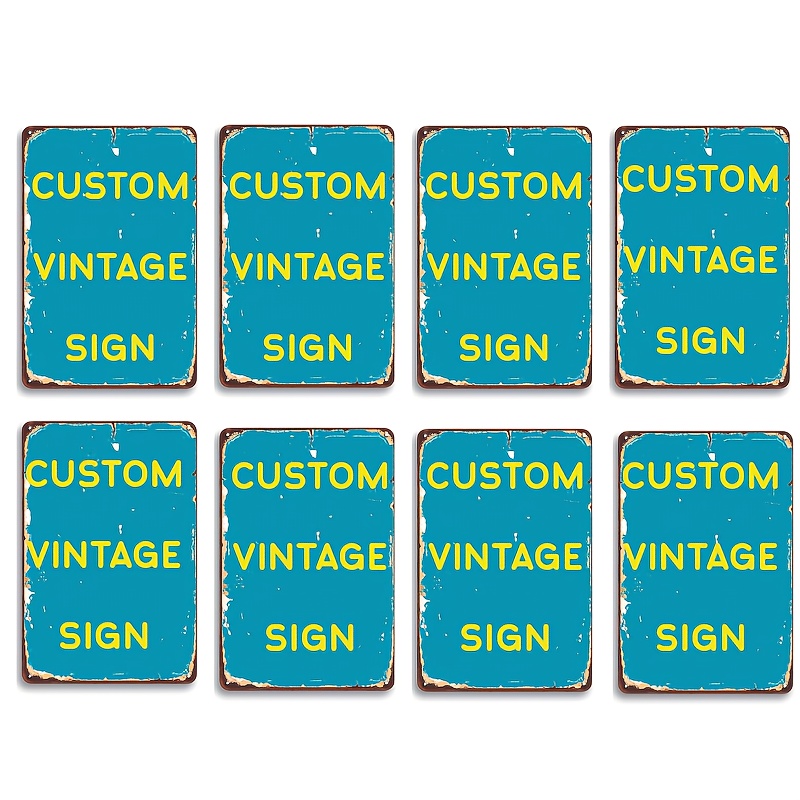 TEMU 8pcs Custom Rustic Metal Sign Personalized With Your Photo- Vintage Sign-indoor Outdoor Wall Decor-for Birthday Decoration, With Pre-drilled