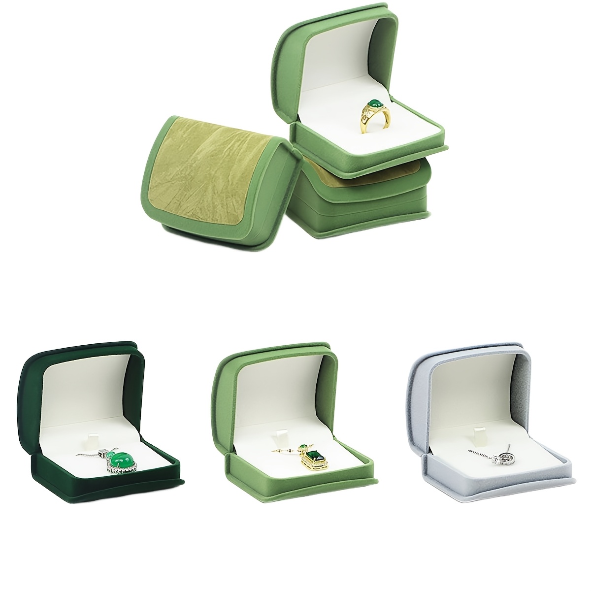 Arc-Shaped Velvet Jewelry Box, Premium Ring & Pendant Display Gift Box