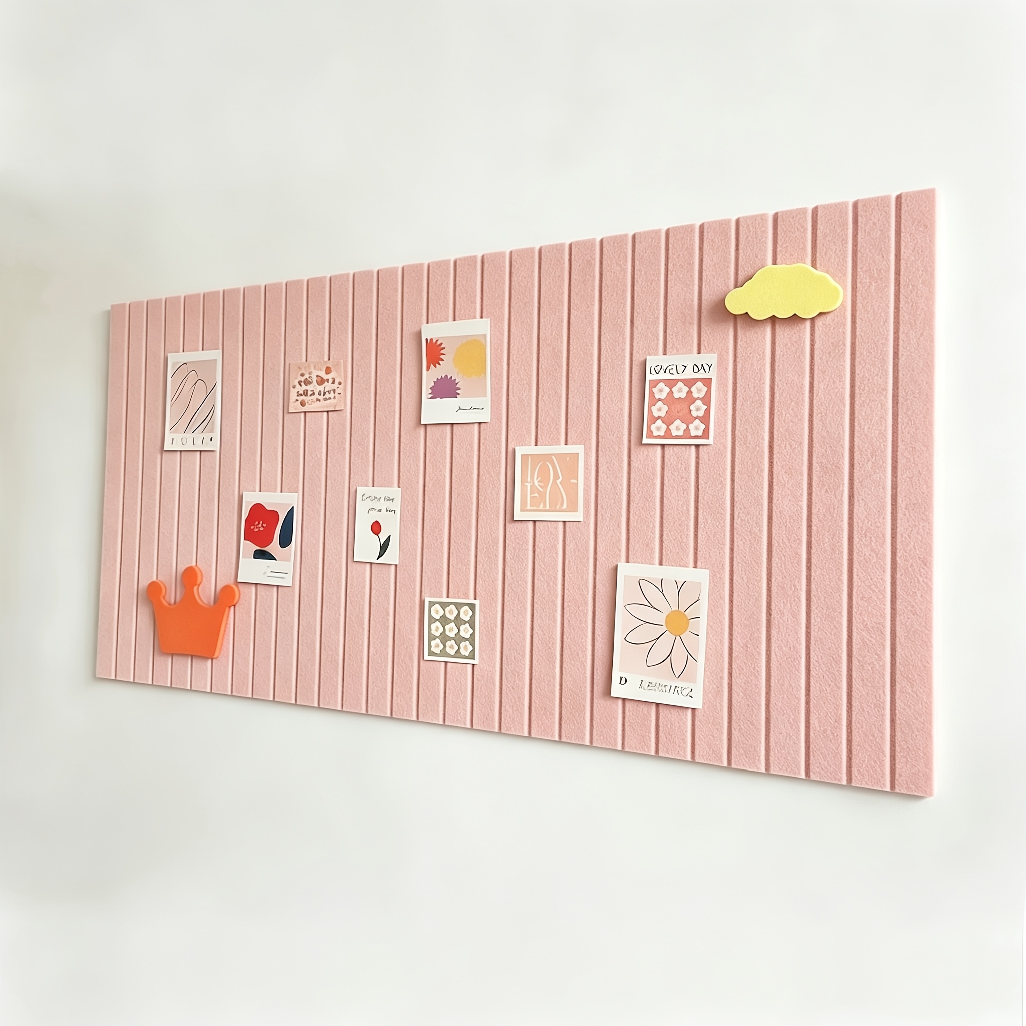 TEMU Large Bohemian Vertical Striped Felt Bulletin Board Photo Wall - Self-adhesive Suitable For Office Decor, Felt Panel With Vertical Stripes, No