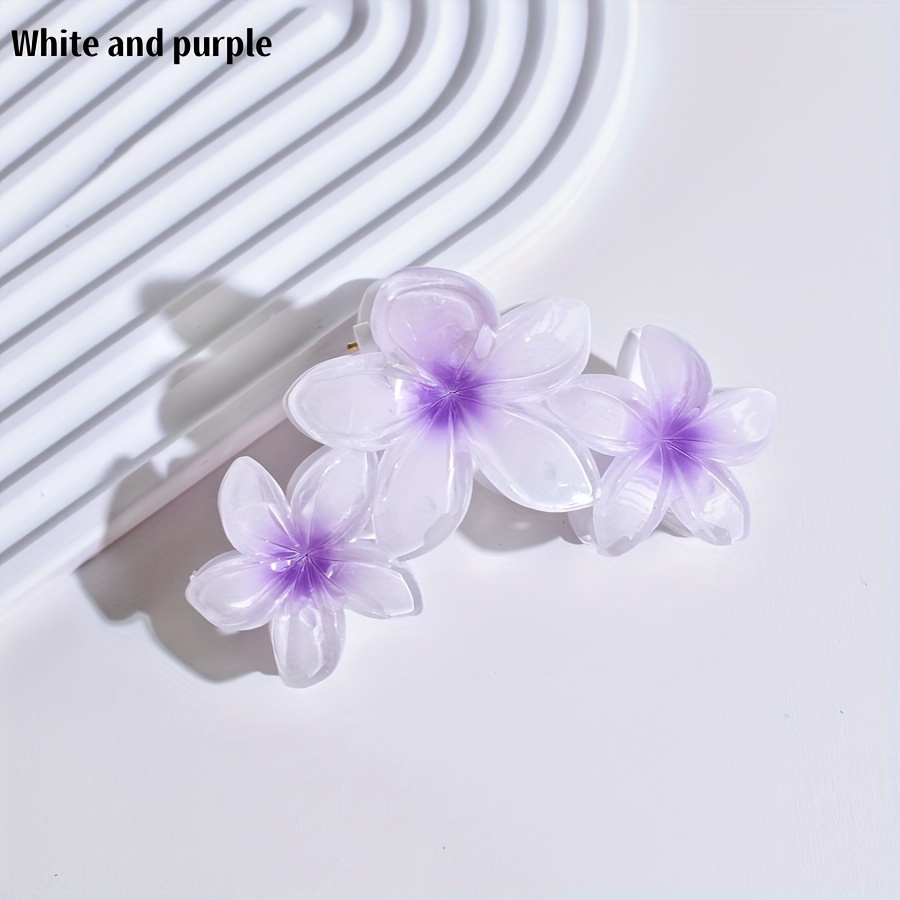 Image of 1pc Women's Colorful 3-flower Hair Claw, Sweet And Stylish Design For Daily Use In Occasions, Suitable For Hair, Anti-slip Hair Clip, Gift