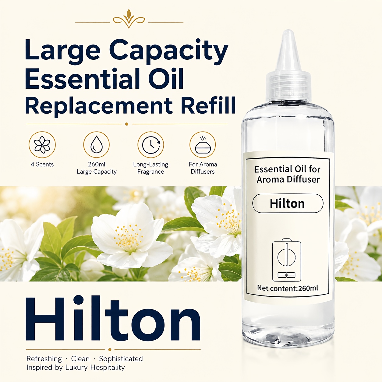 TEMU Diffuseur de parfum pour voiture 260 ml Recharge d'huile essentielle, Huile parfumée de haute qualité, Convient aux diffuseurs d' domestiques, 4