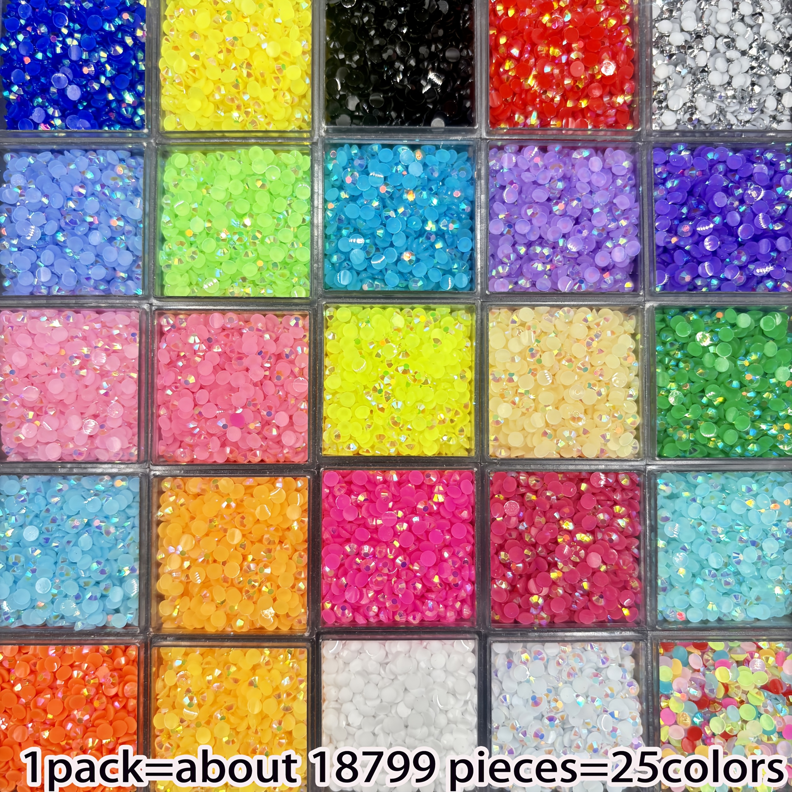 TEMU 18799 Strass en résine à dos plat de 3 mm, 25 Strass en résine gelée à dos plat avec revêtement AB aux . Convient pour tasses, bouteilles, et