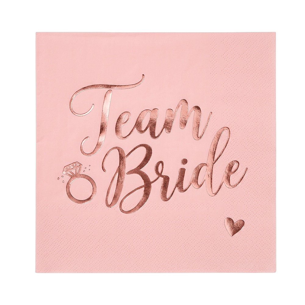 Image of 16/48pcs Bridal Party Napkins, Rose Golden Bridal Party Disposable Napkins, Suitable For Engagement, Wedding Party Lunch Supplies And Tableware Decoration For Halloween、christmas