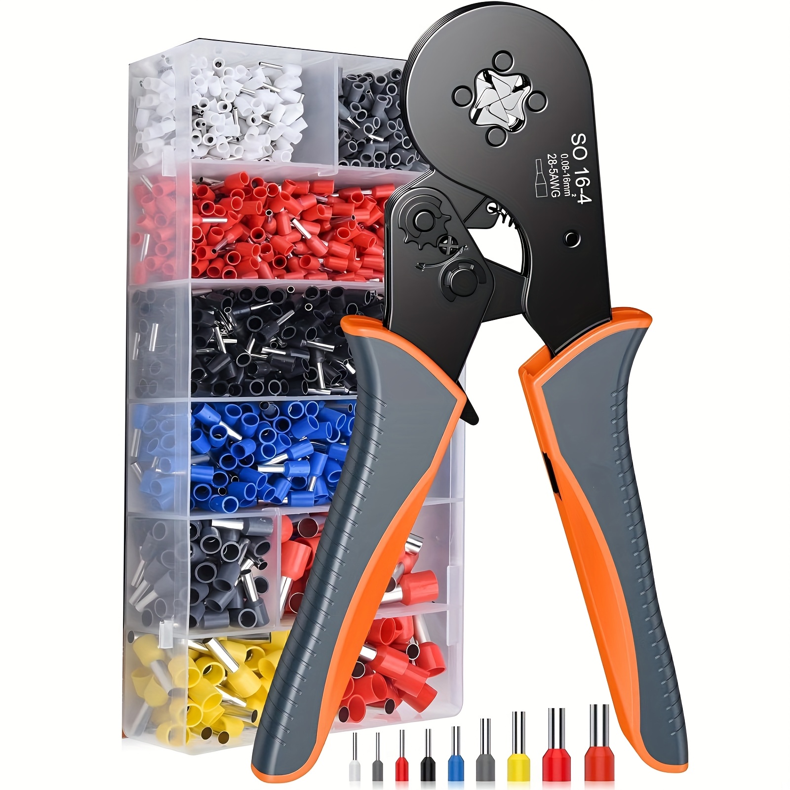 Image of Crush Pliers Set, Preciva Terminal Sleeve Pliers 0.08–16 Mm², 1200pcs Single And Double Wire Crimp Pliers Set, Terminal Sleeve Set For Diyers And Home Use