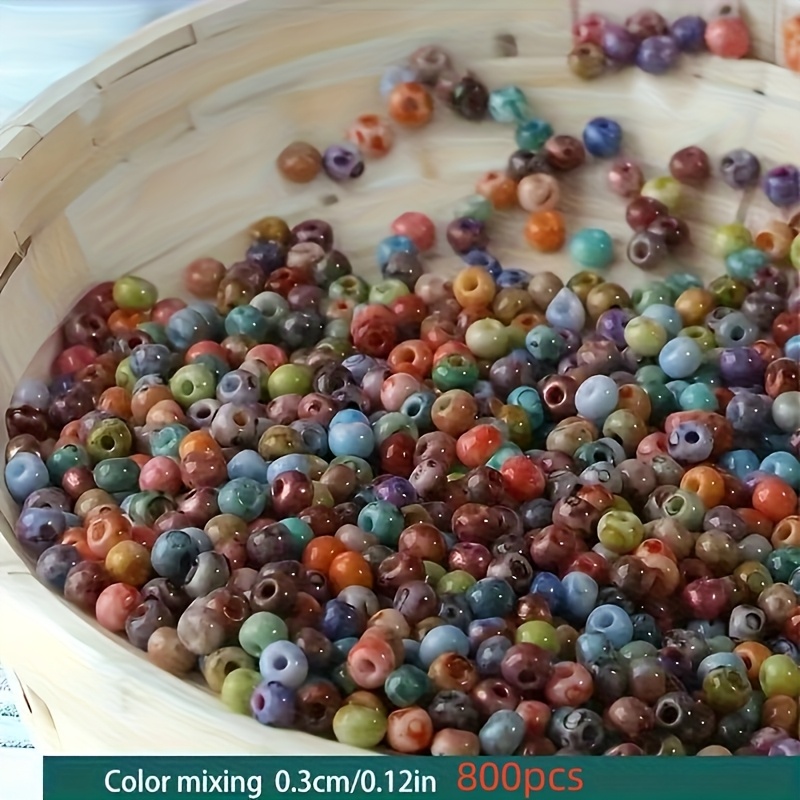 2000pcs/800pcs Random Mix 3mm/2mm New High-quality Oil Painting Picasso Glass Rice Beads, Weight 24g/0.847oz. Hand-woven Loose Beads Bracelet, Smooth Texture , Suitable For Creative Jewelry Making