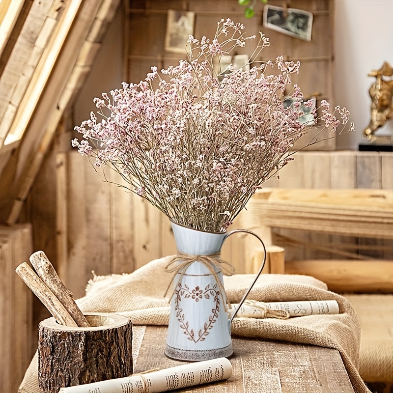 

Rustic Metal Cylinder Vase, Decorative Iron Pitcher Flower Vase For Wedding, Home, And Event Decoration - Portable Chic Country Style Floral Display Vase For Dry, Fresh, And Artificial Flowers.