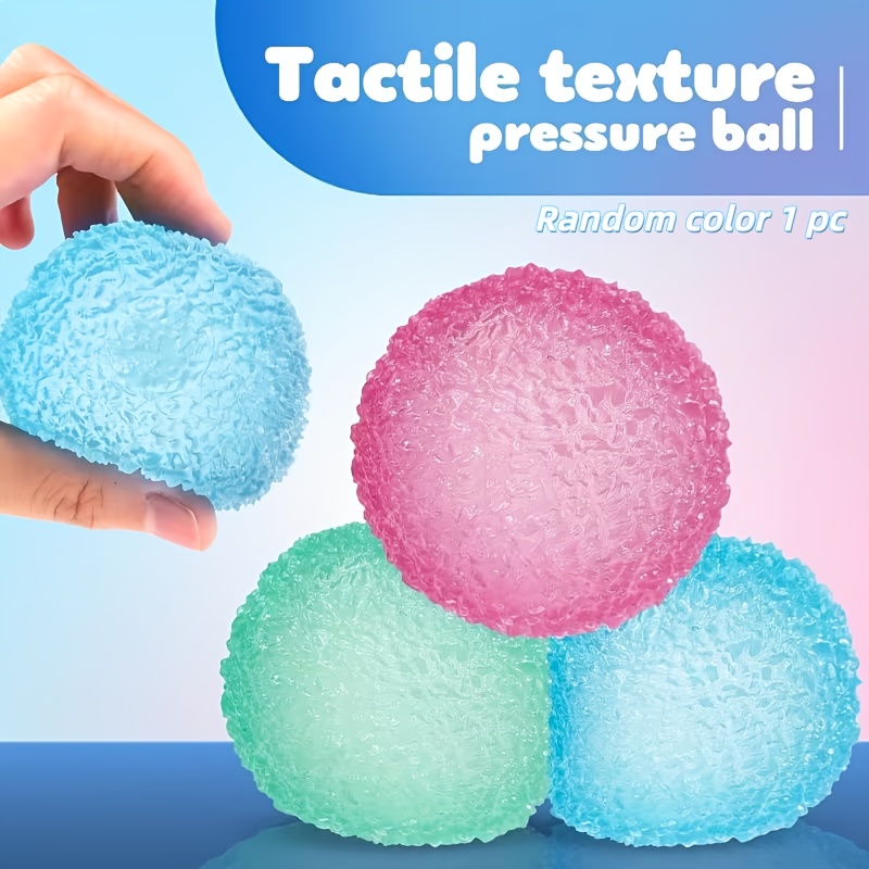1  multi colored matte texture stress toy featuring a vibrant color palette a rounded design and a surface with   raised and indented particles its lightweight easy to carry has a   and offers a   round shape  
