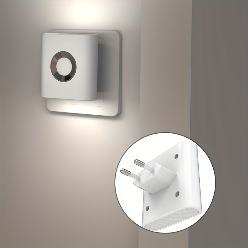 lampka nocna wtykowa z czujnikiem ruchu, montowana na ścianie lampka nocna 220-240v wtyczka eu, instalacja ścienna, ciepła   3000k, idealna do snu, sypialni, łazienki, kuchni, klatki schodowej, przedpokoju, garażu