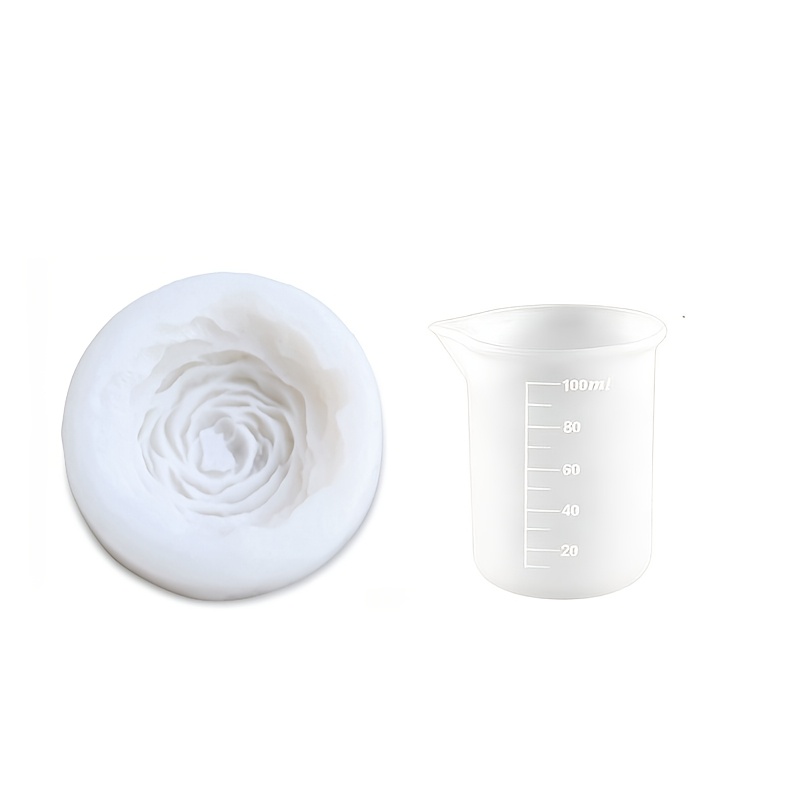 TEMU 2pcs (1pc Mold & Measuring Cup) 3d Peony-shaped Molds Suitable For Resin Casting, Heat-resistant Demolding With Clear Layers & Texture For