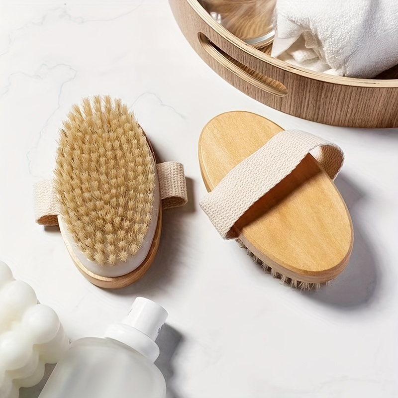 

Natural Bristle Body Brush, Soft Dry & Wet Skin Spa Brush, Exfoliating Bath & Massage Brush For Home Use