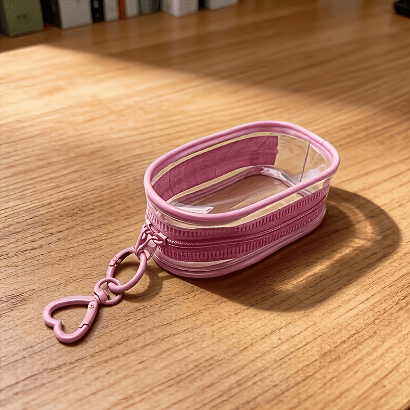 TEMU 2pcs Set: Transparent Zippered Dustproof Storage Bags With Hooks, Suitable For Displaying Mini Models, Heart-shaped Keychains, And Bag Charms,