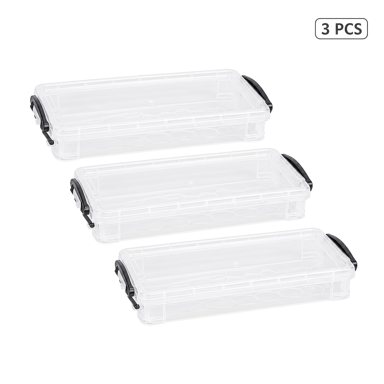 (3pcs Black Transparent) Large Capacity Pencil Case, Office Supplies Storage Box, Paintbrush And Pencil Storage Box, Watercolor Pencil Container, Painting Tools