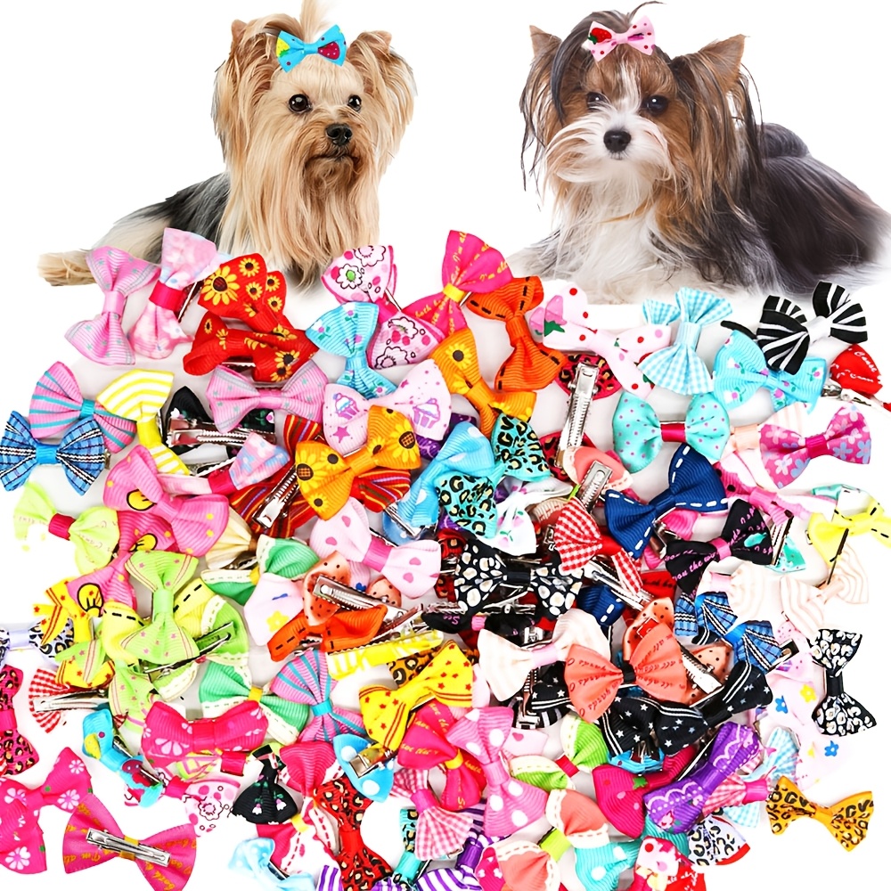 

20pcs Assorted Pet Hair Accessories Featuring Cute And Diverse Doodle Bow Clips For Pets.