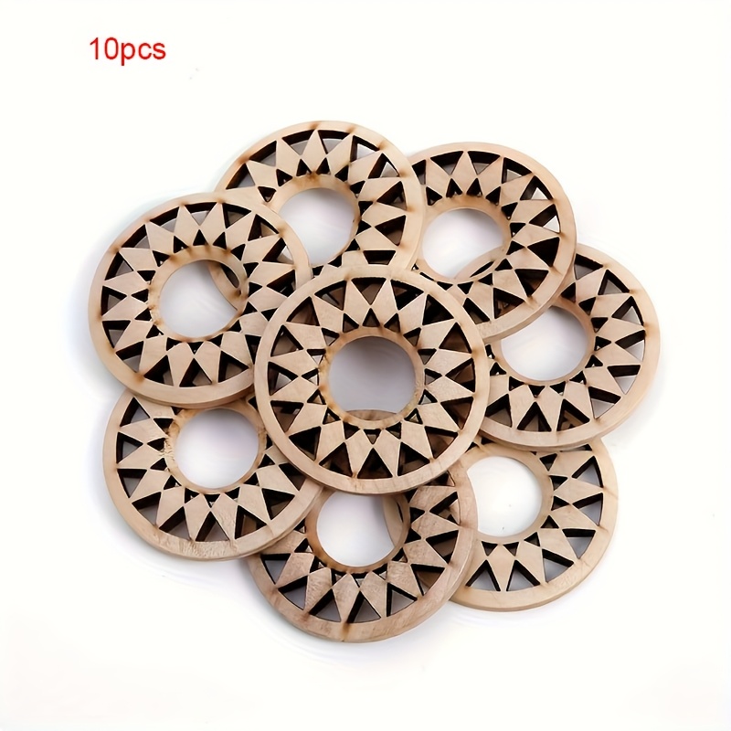 Image of 10pcs Wooden Crystal Ball Display Stands - Geometry Sphere Holders With Circle Cutouts, Natural Wood Base For Home Decor, Collectible Art Craft, Tabletop & Wall-mountable, Decorative Objects
