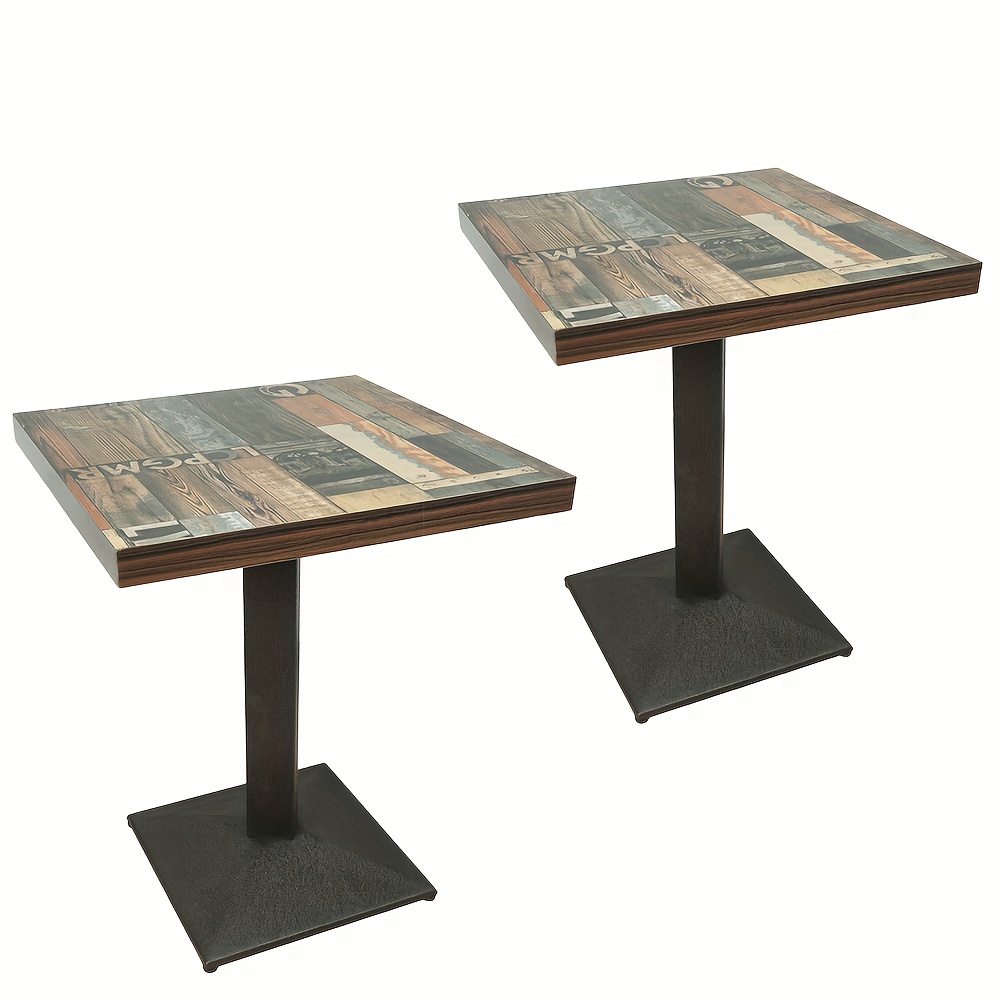 2-pack Farmhouse Tables, Solid Wood Pub Height Dining Table With Heavy-duty Base For Cafeteria, Bistro & Kitchen, Easy-clean Square Table (set Of 2)