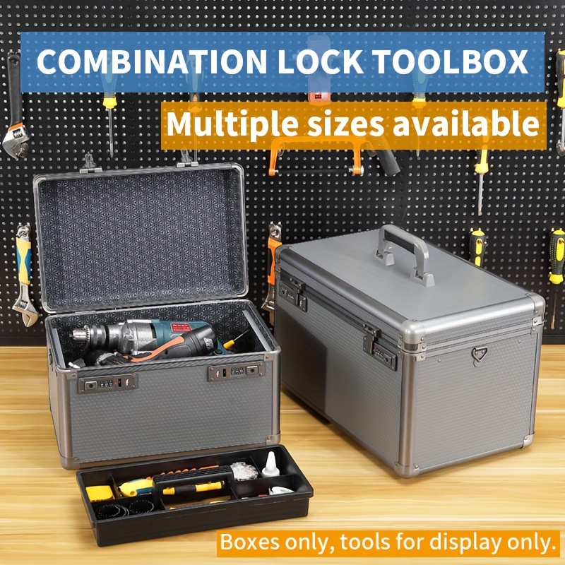 1pc Aluminum Alloy Portable Combination Box With Lock Hardware Tools  Storage Box Safe Document Sound Card Instrument Equipment Box Sample  Display Toolbox Portable Portable Double Combination Lock Box Box Only