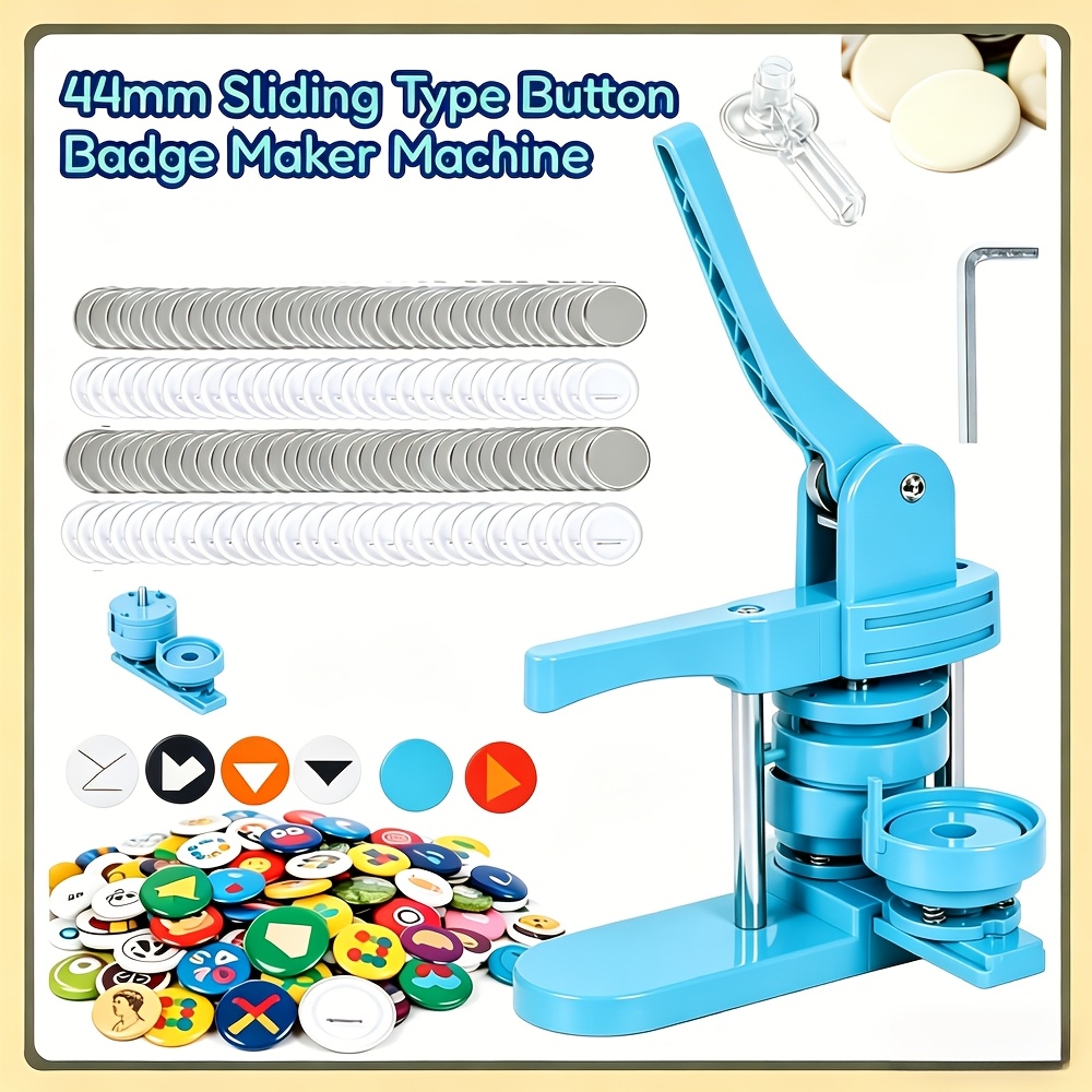 TEMU 44mm (1.73 Inches) Button Badge Stamping Machine Set - Complete Pin Buckle Making Machine, Including 100 Button Additions, Suitable For Handmade