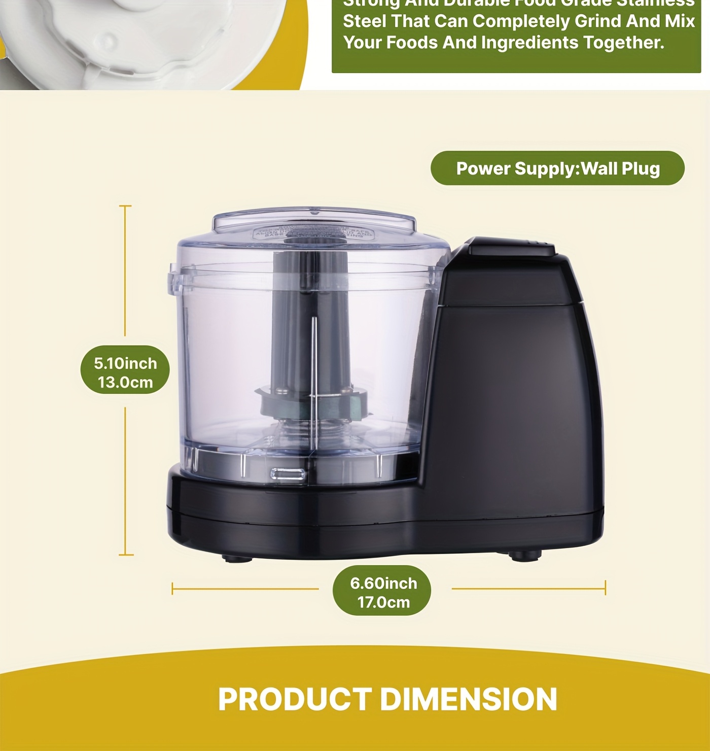 electric meat grinder vegetable   5 cup food processor with 304 stainless steel         blade dishwasher safe   beef vegetables sausage maker dicing mincing puree prep Product details 3