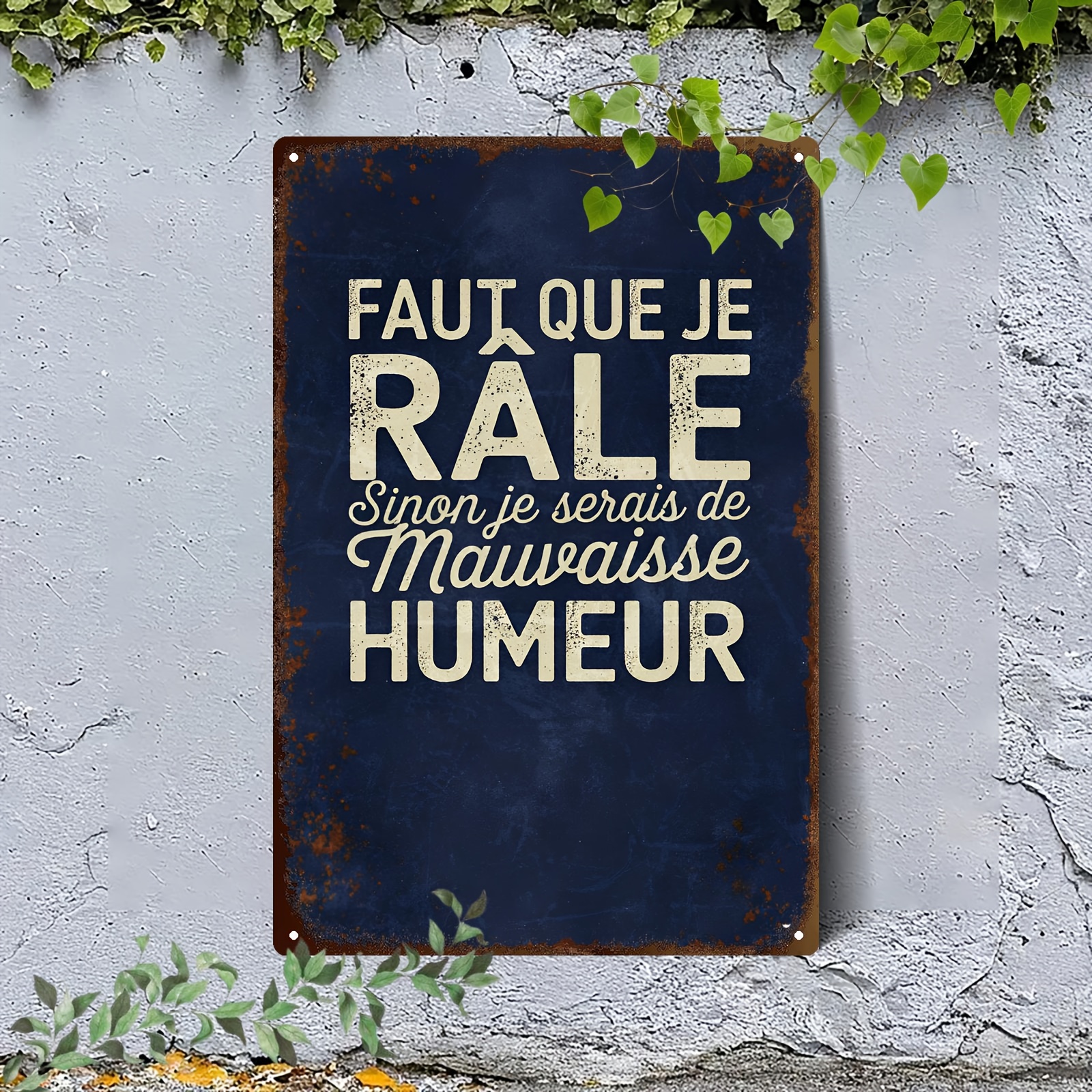 TEMU Panneau plat 2D, Panneau plat 2D vintage français avec une humoristique sur le fait que se plaindre est une , Décoration adaptée aux bars,