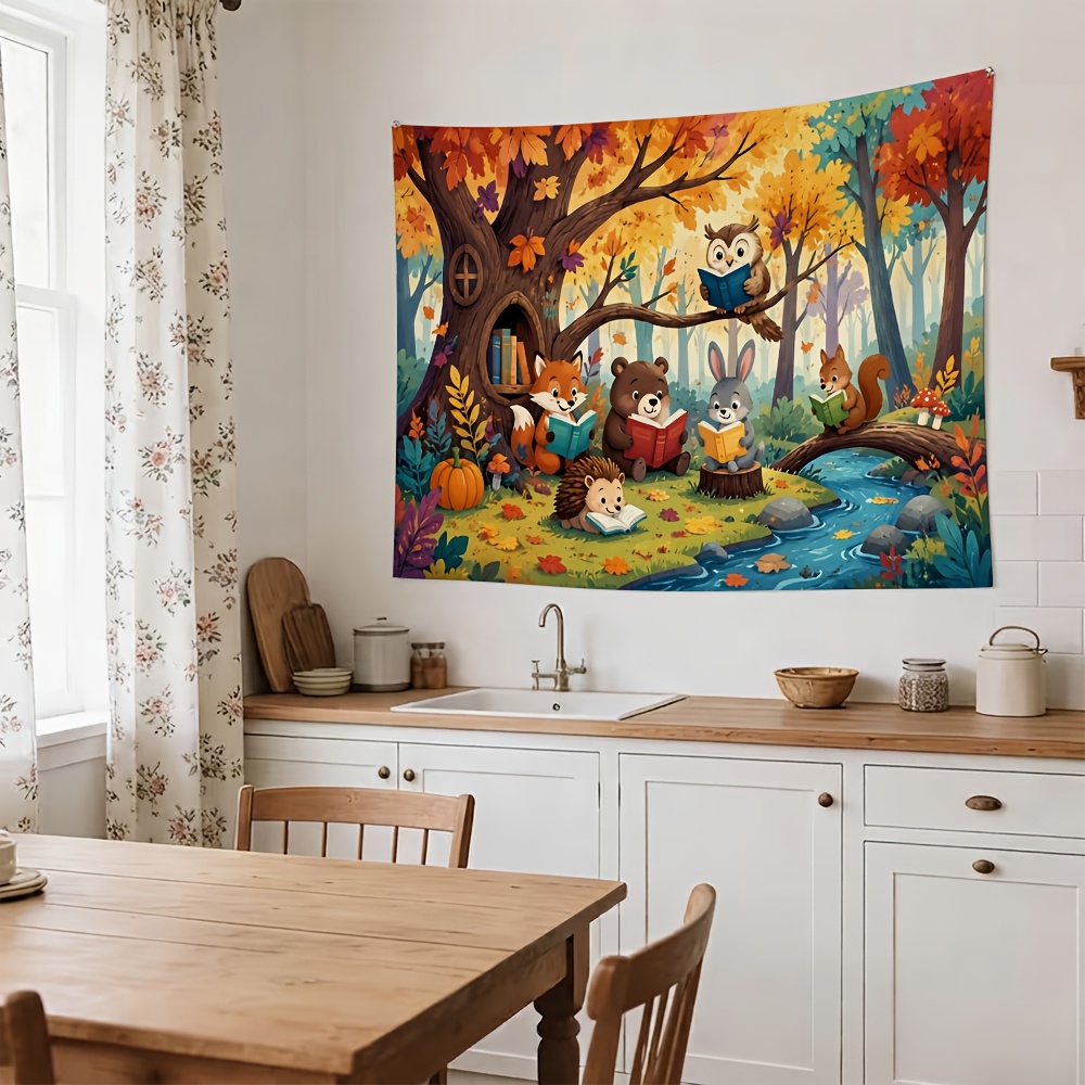 Photography Backdrop Tapestry with Autumn Forest Design