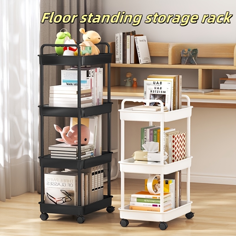 three layer rack trolley floor   kitchen multi layer mobile bathroom bathroom bedside storage shelf christmas details 2