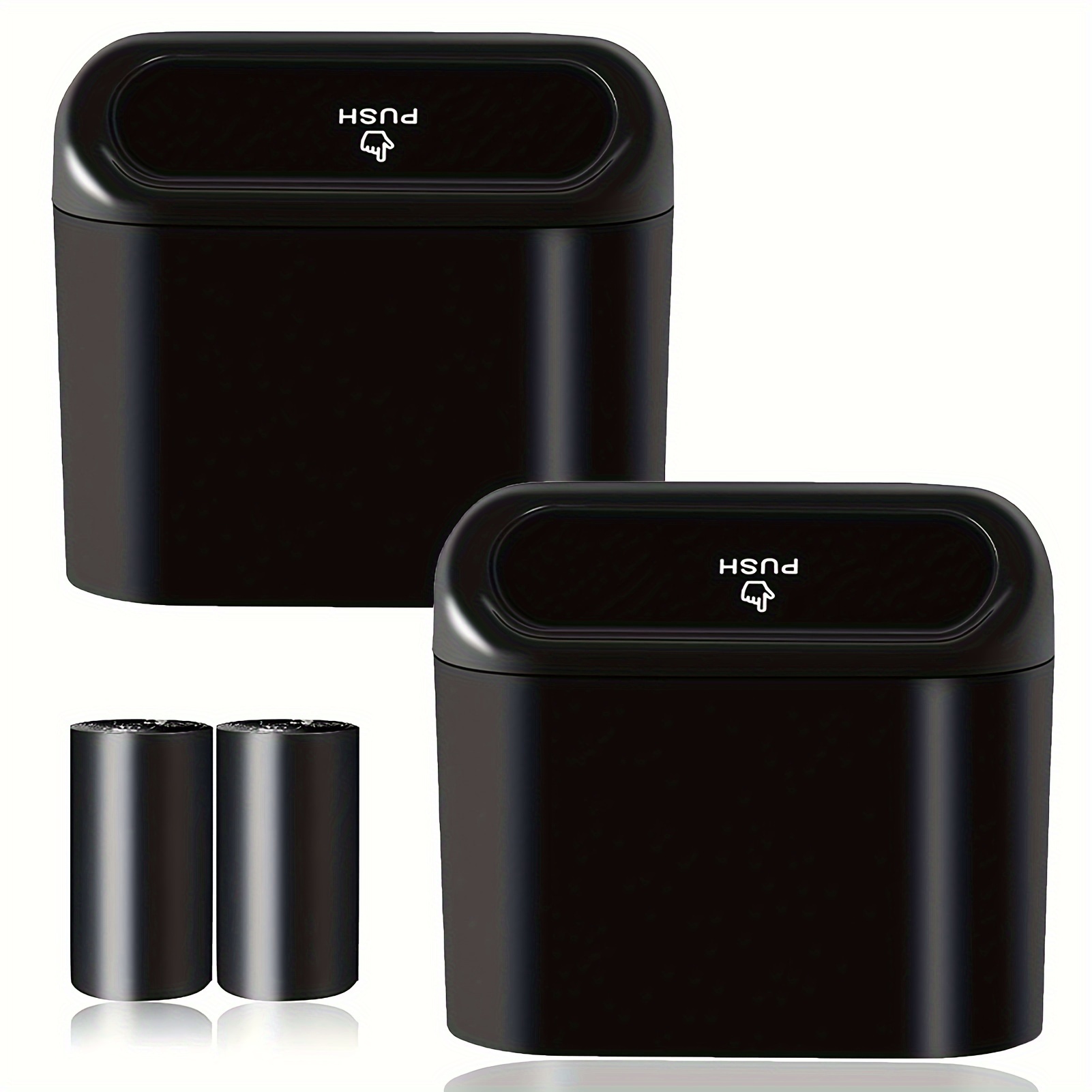 2pcs Universal Leak-Proof Car Trash Can with Lid - Mini Car Office Bedroom Home Accessories, 40 Garbage Bags, Can Store Front and Rear Seat
