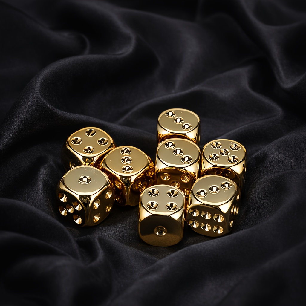 set of 6 gold plated d6 dice made from acrylic ideal for party games tabletop gaming board games collectible presents event celebrations and gifts for couples