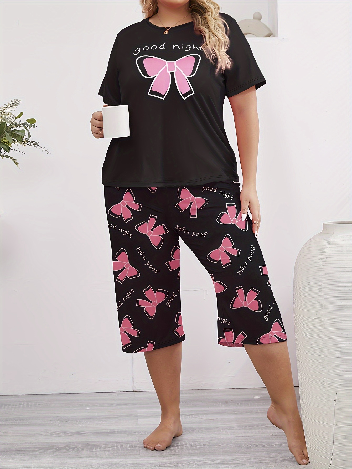 Plus size capri pajama set sale