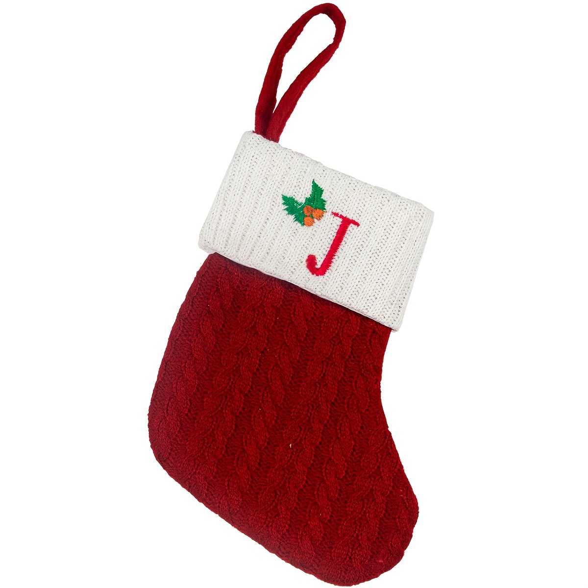 TEMU Knitted Christmas Stockings With Embroidered Letters, Red Sequined Embroidered Letters Christmas Socks Gift Bag, Small Socks Candy Gift Bag,