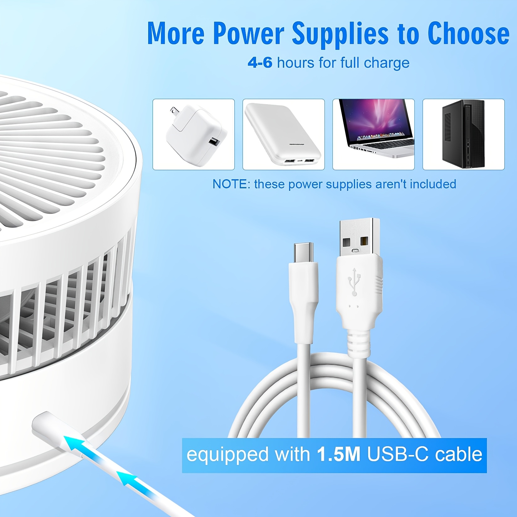 Foldable Floor Fan, Height Adjustable Quiet Portable Cooling Fan, Detachable, 3 Wind Speeds, 8000Mah Rechargeable Battery, 1.5M Charging Cable, Remote Control, Home Air Cooler for Camping Office Bedroom