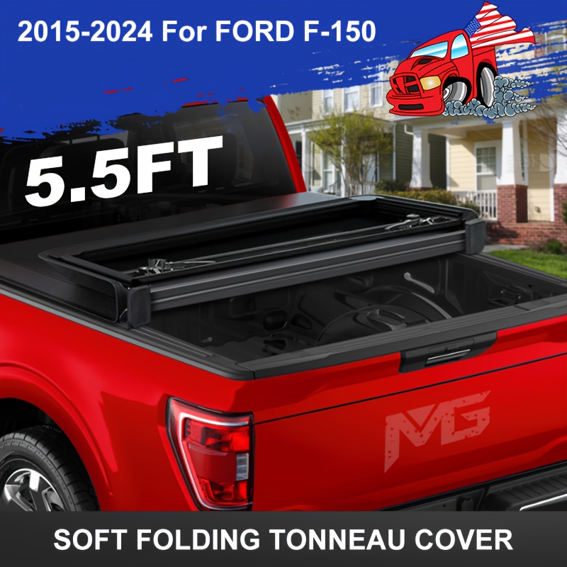 

Soft Tri-fold Tonneau Cover Fits Ford F-150 2015-2024 With 5.5' (67.1in) Truck Bed