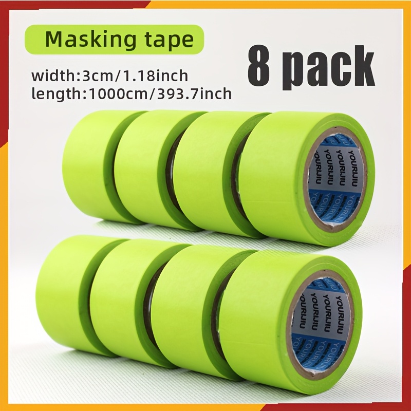 E-shop 3 cm breites 8-Rollen-Vorteilspaket grünes Washi-Sprühlack-Abdeckband, 1,18 Zoll/3 cm breites hochhaftendes Malerband – wasserdicht,