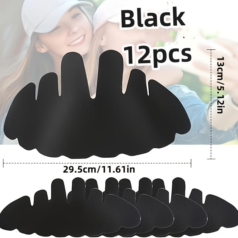 TEMU 12pcs. Sweat-absorbing Pad Baseball Washable Flexible Liner Reusable Felt Hat Shape Tool Hat Sweat-absorbing Pad Suitable For Sports Caps Wide