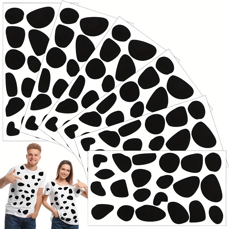 TEMU 6 Sheets Black Adhesive Felt Circles Dog Pads Dots Sticker For Halloween Party Dalmatian Projects Costume