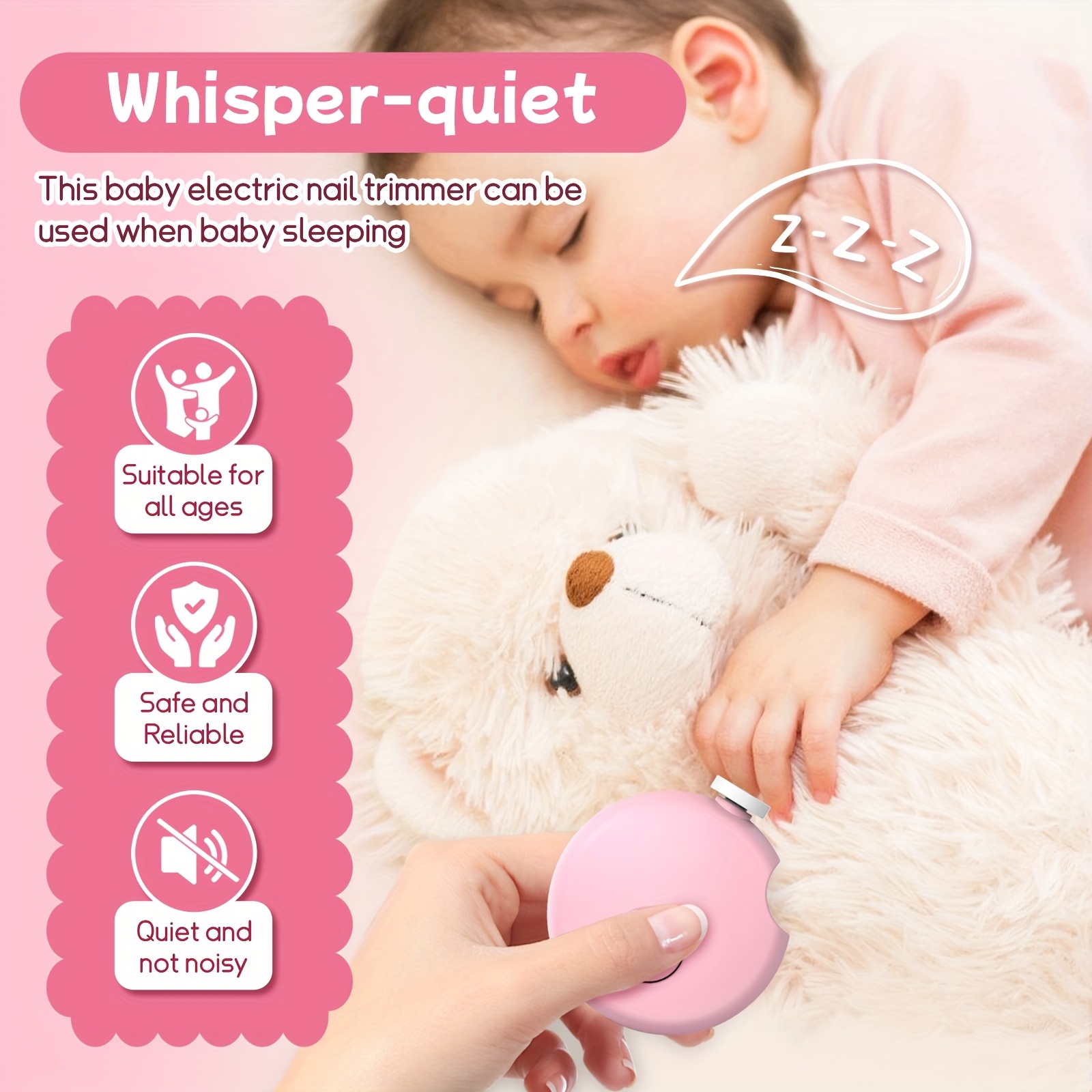 1pc Gentle Electric Nail Trimmer 6 Grinding Heads | Child-Safe Nail Clipper | Automatic Nail Grinder,, Safe Nail Clippers for Toes and Fingernails, Nail File Tool for Easy and Gentle Nail Grooming