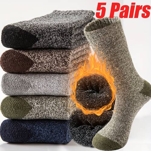 5 pairs of mens winter thickened towel socks for calf sports socks outdoor activities like running hiking and cycling suitable as easter gifts