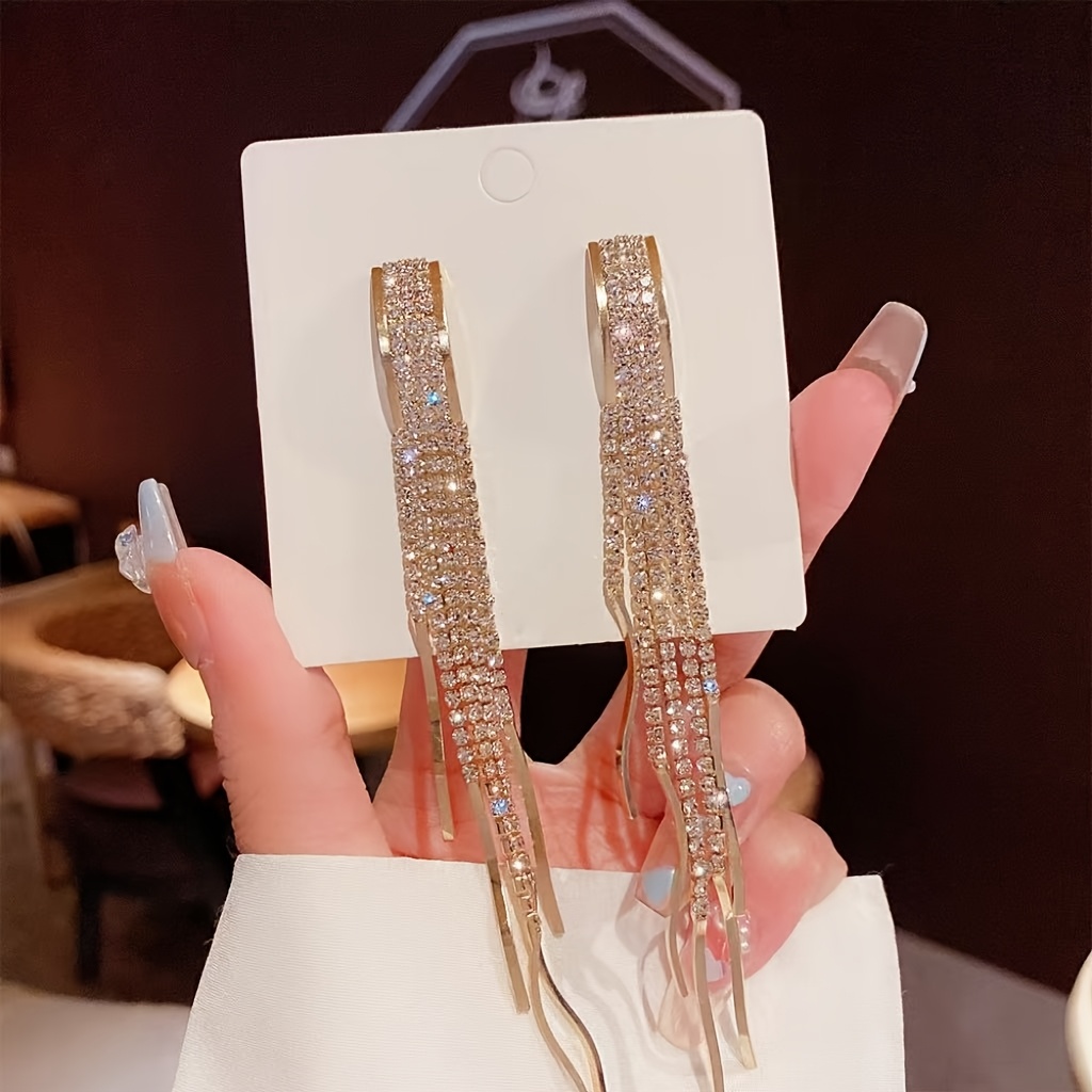 Elegant And Long Curved Shiny Earrings, High-end Party Decorative Earrings