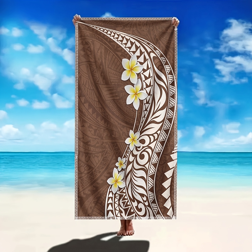 TEMU A Stylish And Minimalist Polynesian Patterned Beach Towel, Sunbathing, As A Changing Shawl, And For Keeping Moisture And . It's Lightweight,