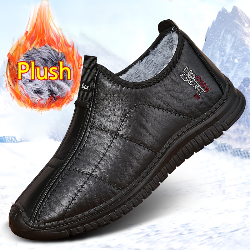 Image of Warm And Comfortable Men's Snow Sports Shoes - Fleece-lined Thickened Men's Boots, Outdoor Hiking And Trekking - Plush Lining Winter Shoes