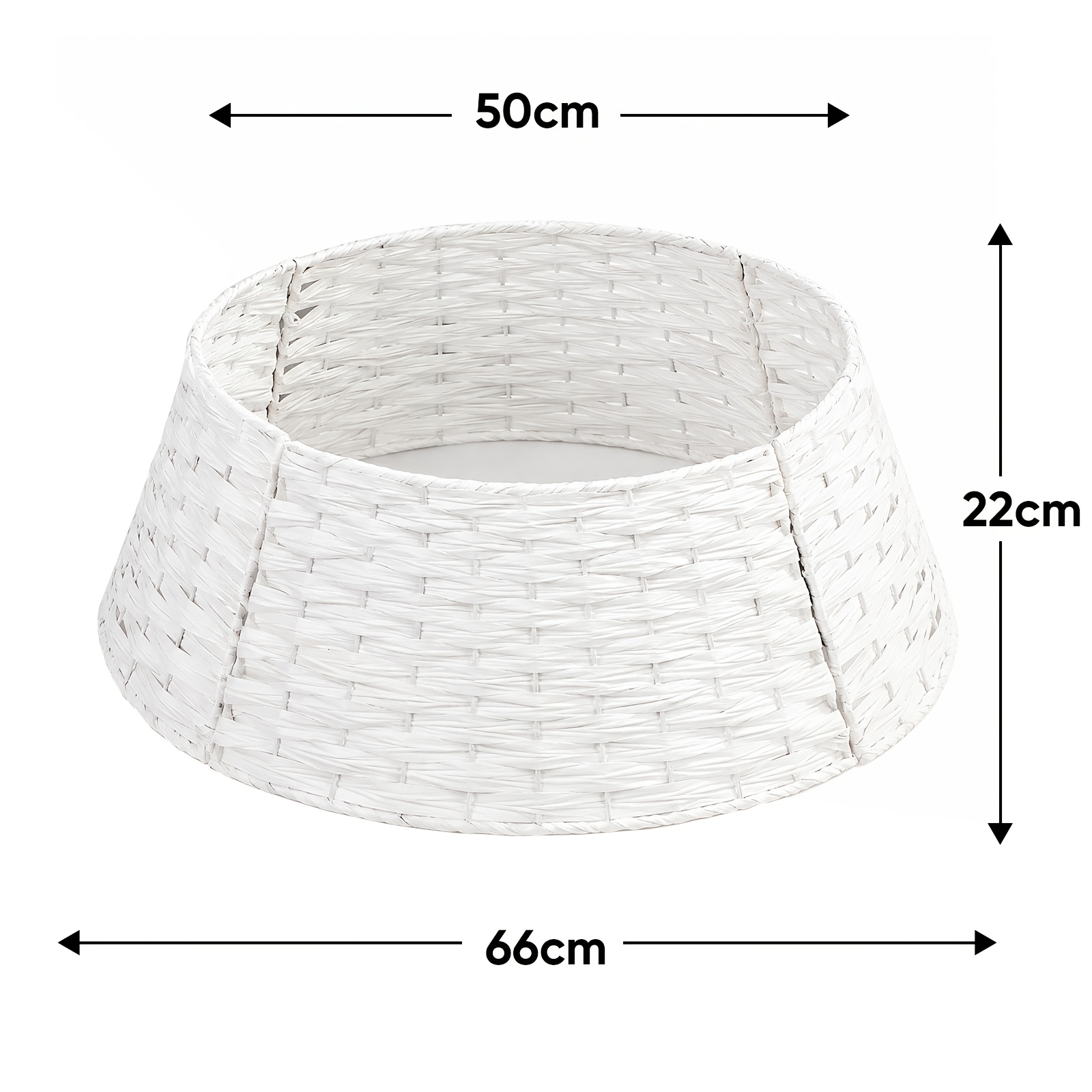 Image of Salcar Christmas Tree Collar, Pe Wide Rattan Skirt For Christmas Tree Stand, White, And Dark Brown, Small And Large, 60cm Diameter