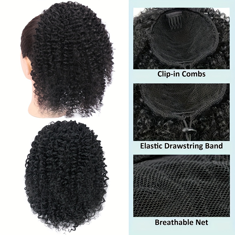   elegant afro   ponytail extension for women drawstring natural look for daily wear parties details 3
