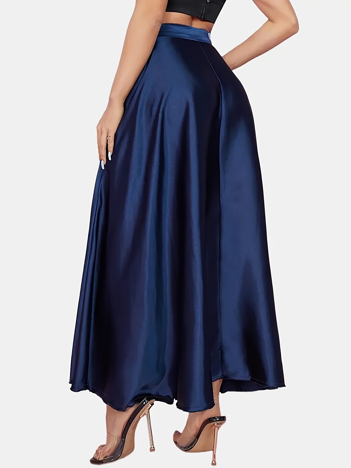 solid color high waist solid womens skirt plus size satin Temu