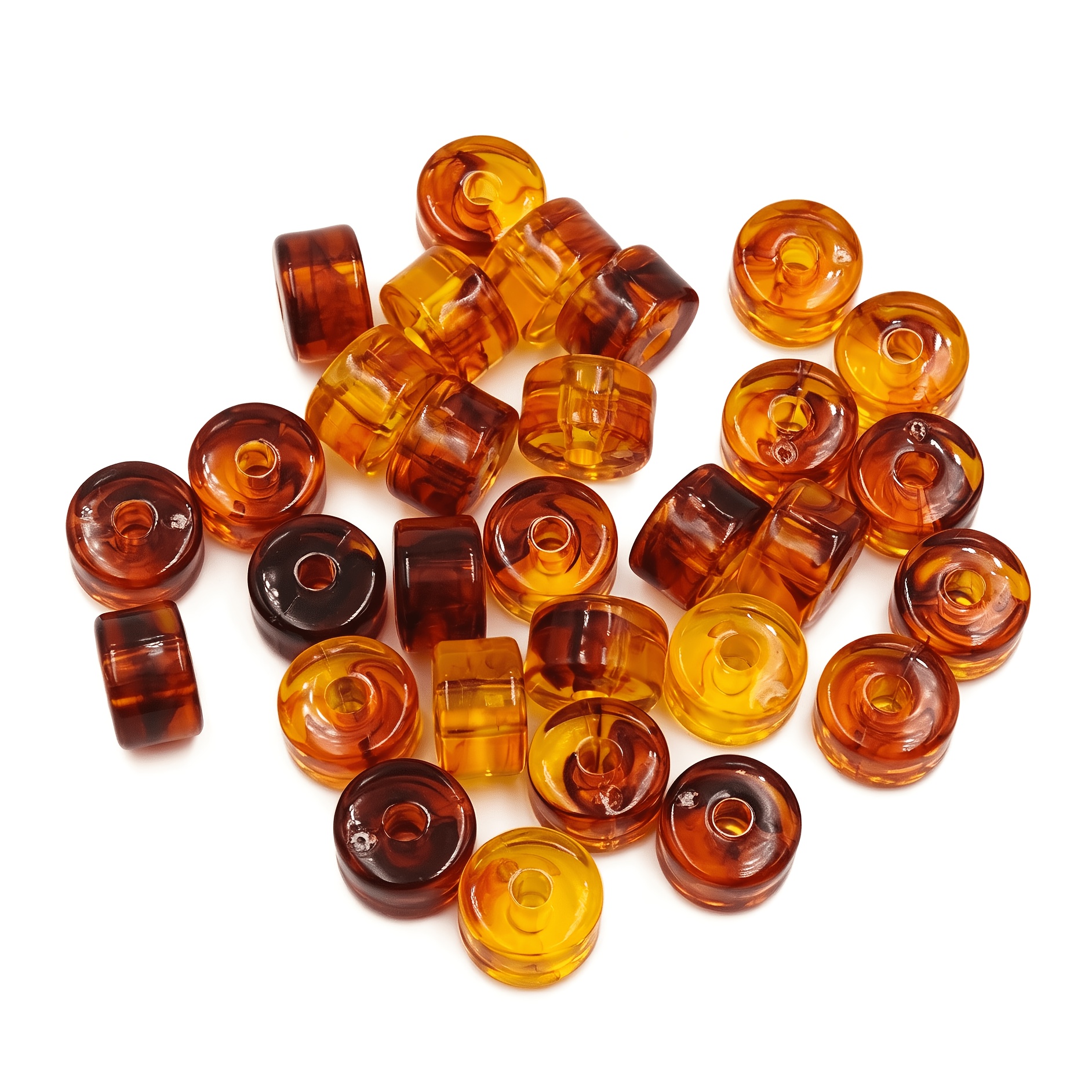 TEMU 20pcs Amber Dundun Beads Fashion Beading Diy Loose Beads - Suitable For Creative Making, Handmade Designs - Ideal For Fashion Diy Projects,