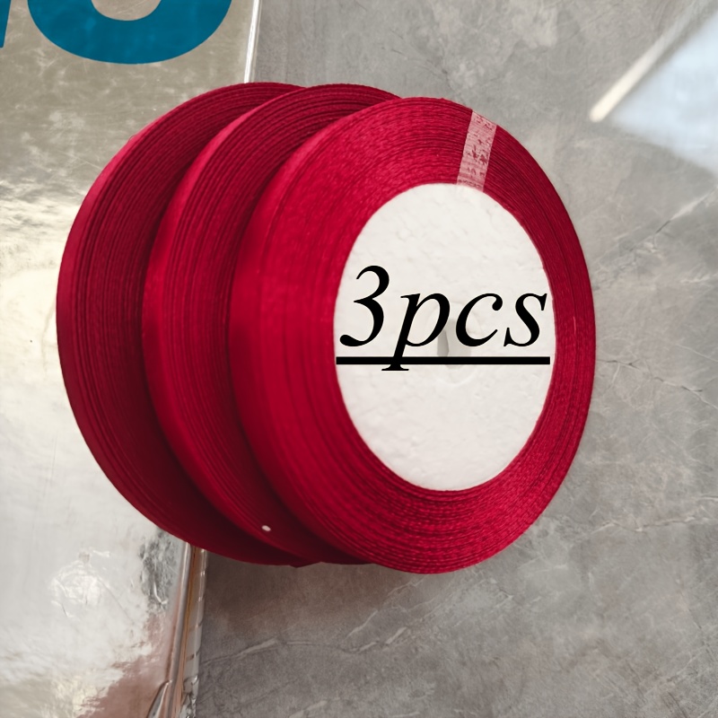 TEMU 3 Rolls Of Burgundy Christmas Ribbon, Each Roll 6mm Wide And 866.14 Inches Long—for Christmas Decorations, Holiday Weddings, With An Elegant