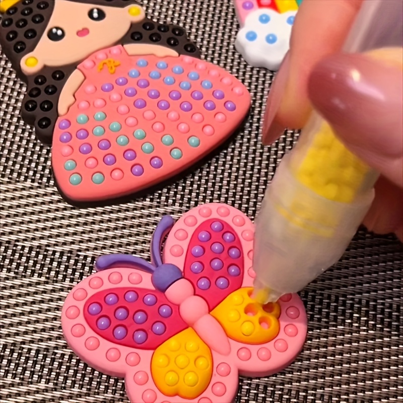 5pcs diamond painting pattern ornaments kids bead pen toy point drill pen with bead filled pen for filling patterns reusable girls creative 3d sticker puzzle diamond painting toy set cultivating     christmas birthday holiday gift